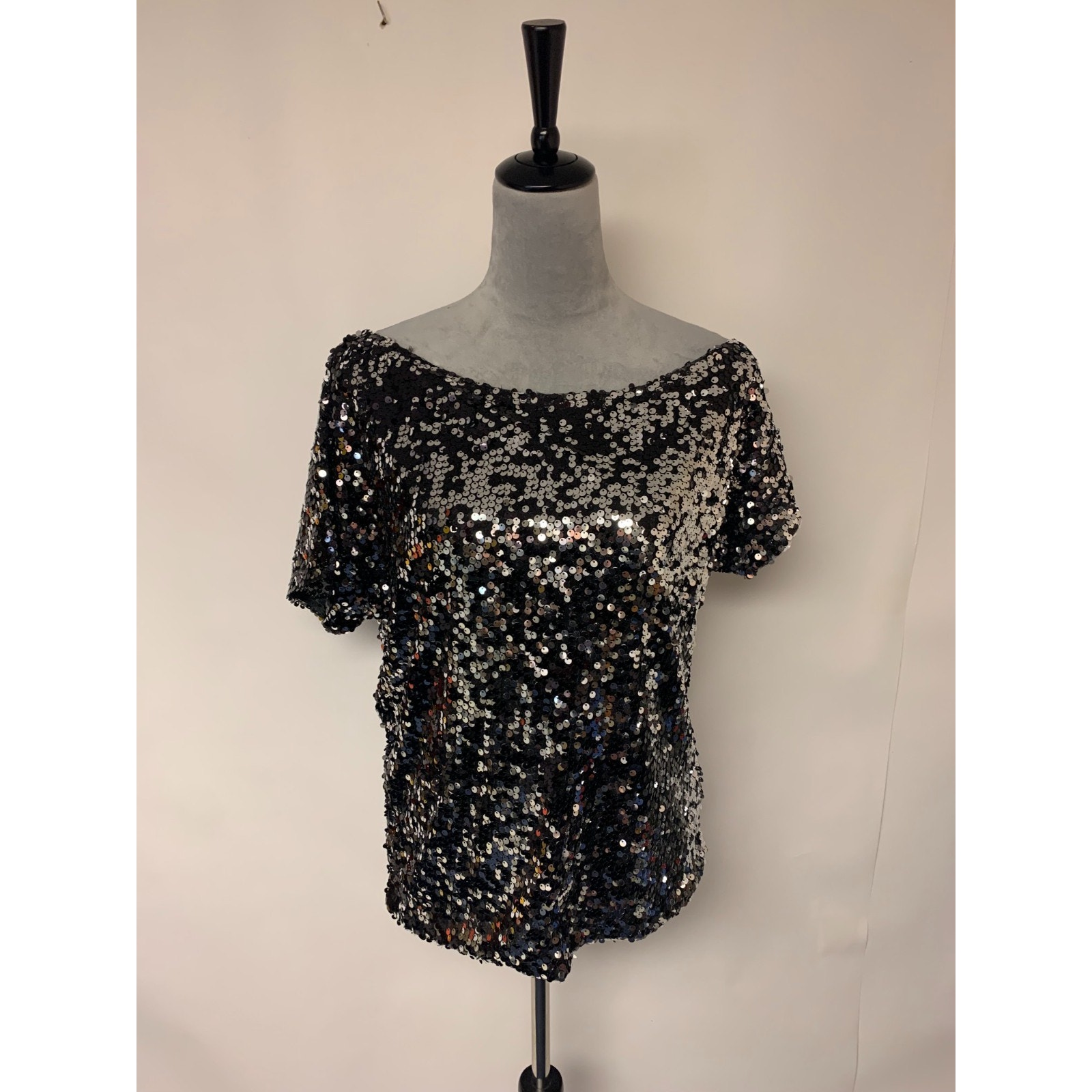 Anna-Kaci Blouse Sequins Glam Bling Holiday Nye Disco Womens Maximalist Sz M